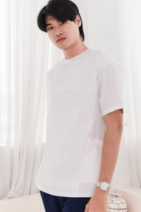 Zander Zipper Tee in White