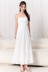 DEFECT | Pandora Pleat Cross Back Maxi in White in XXS DEFECT | Pandora Pleat Cross Back Maxi in White in XXS