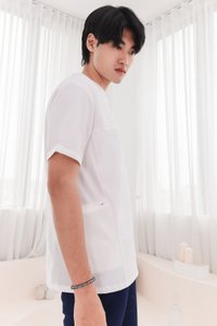 Zander Zipper Tee in White