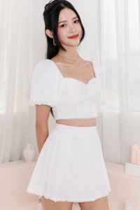 Priscilla Pearl Co-ord Top in White