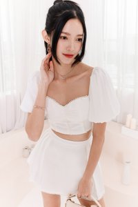Priscilla Pearl Co-ord Top in White