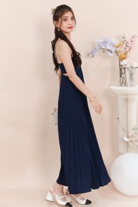 Casie Cut Out Pleat Maxi in Navy
