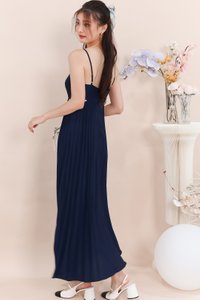 Casie Cut Out Pleat Maxi in Navy
