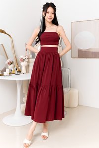 Tilly Tiered Top Petite V1 in Maroon