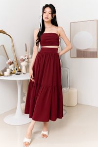 Tilly Tiered Top Petite V1 in Maroon