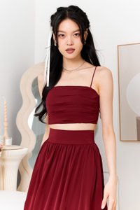 Tilly Tiered Top Petite V1 in Maroon