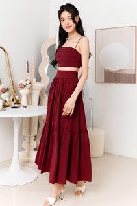 Tilly Tiered Top Petite V1 in Maroon