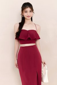 Carena Co-ord Flutter Top in Maroon