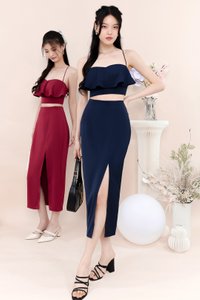 Carena Co-ord Flutter Top in Navy Carena Co-ord Flutter Top in Navy