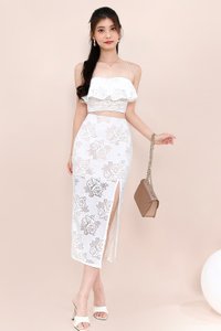 DEFECT | Carena Co-ord Slit Midi Skirt in White Lace in M DEFECT | Carena Co-ord Slit Midi Skirt in White Lace in M