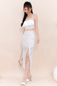 DEFECT | Carena Co-ord Slit Midi Skirt in White Lace in M DEFECT | Carena Co-ord Slit Midi Skirt in White Lace in M