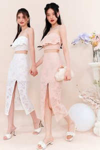 Carena Co-ord Flutter Top in Blush Lace