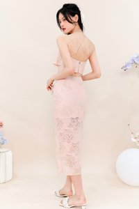 Carena Co-ord Slit Midi Skirt in Blush Lace Carena Co-ord Slit Midi Skirt in Blush Lace
