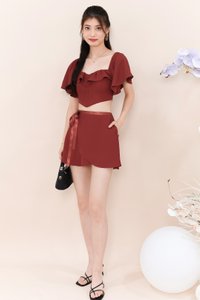 Fedrine Flutter Co-ord Skorts in Muted Red