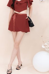Fedrine Flutter Co-ord Skorts in Muted Red