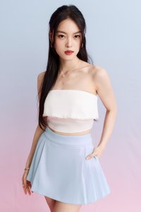 Serlyn Side Pleated Skorts in Pastel Blue Serlyn Side Pleated Skorts in Pastel Blue