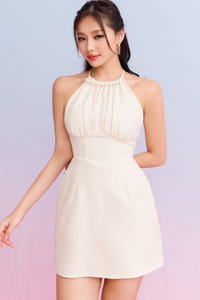 DEFECT | Tracie Tweed Romper Dress in Cream White XS DEFECT | Tracie Tweed Romper Dress in Cream White XS