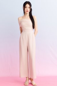 DEFECT | Madeline Mesh One Shoulder Jumpsuit in Nude Blush in XS