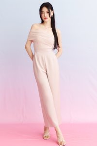 DEFECT | Madeline Mesh One Shoulder Jumpsuit in Nude Blush in S DEFECT | Madeline Mesh One Shoulder Jumpsuit in Nude Blush in S