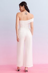 DEFECT | Madeline Mesh One Shoulder Jumpsuit in White in M DEFECT | Madeline Mesh One Shoulder Jumpsuit in White in M