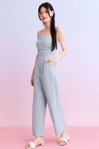 DEFECT | Madeline Mesh One Shoulder Jumpsuit in Light Blue in XXS DEFECT | Madeline Mesh One Shoulder Jumpsuit in Light Blue in XXS