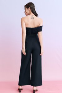 DEFECT | Madeline Mesh One Shoulder Jumpsuit in Midnight in M DEFECT | Madeline Mesh One Shoulder Jumpsuit in Midnight in M