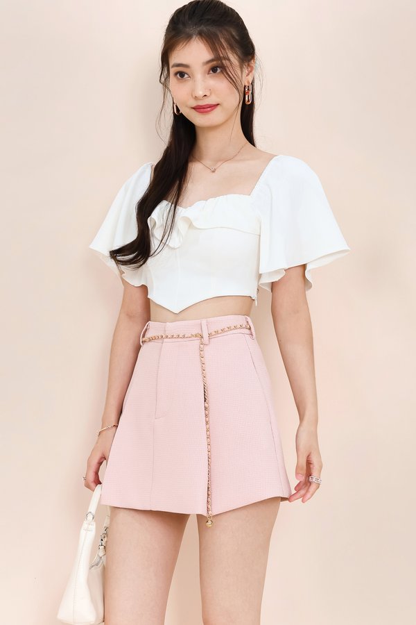 DEFECT | Fedrine Flutter Co-ord Top in White in S