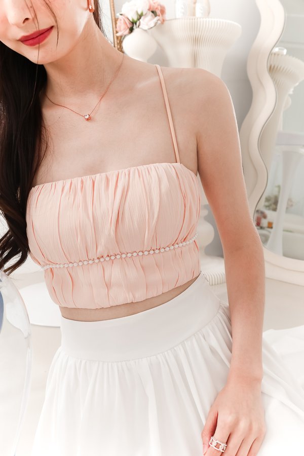 Paelyna Pearl Textured Top in Apricot Blush