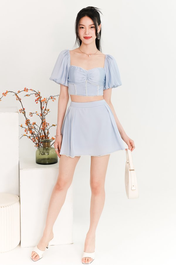 DEFECT | Priscilla Pearl Co-ord Top in Light Blue in S 