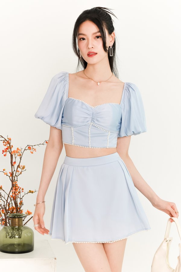 DEFECT | Priscilla Pearl Co-ord Skorts in Light Blue In S
