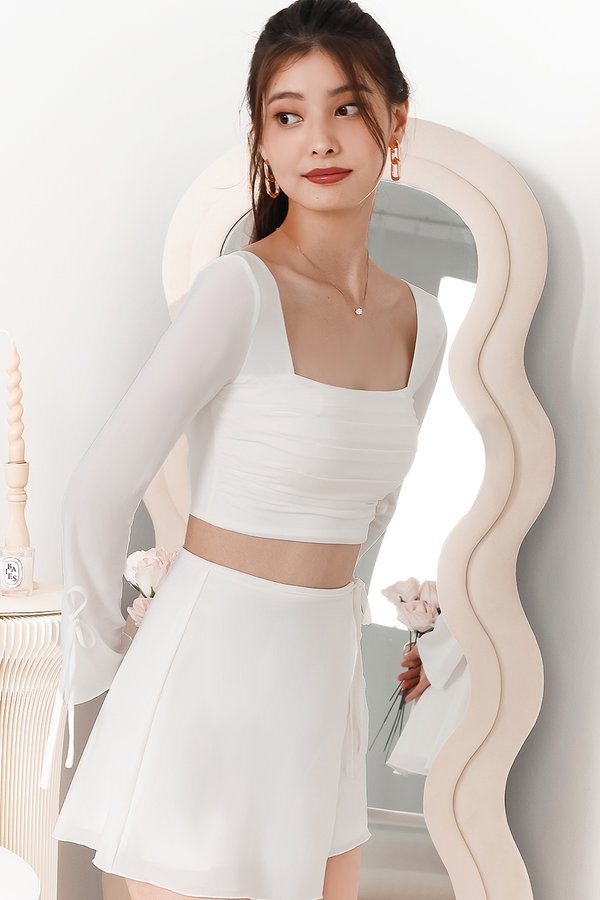 BACKORDER | Rin Ribbon Sleeved Co-ord Top in White