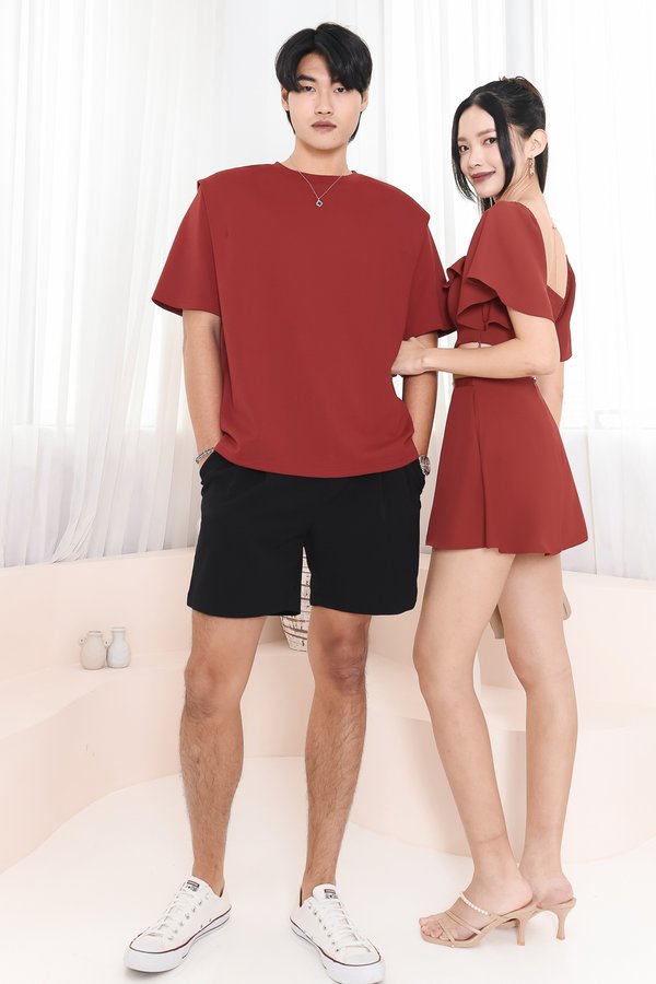 Silvanna Structured Tee in Muted Red