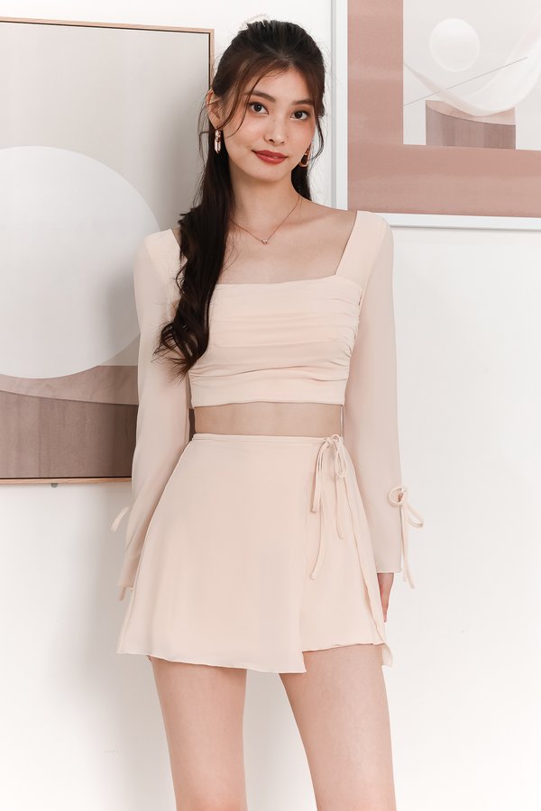 DEFECT | Rin Ribbon Co-ord Skorts in Cream Nude in S