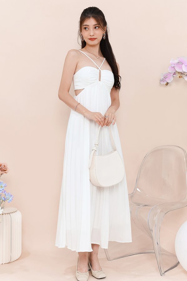 Casie Cut Out Pleat Maxi in White