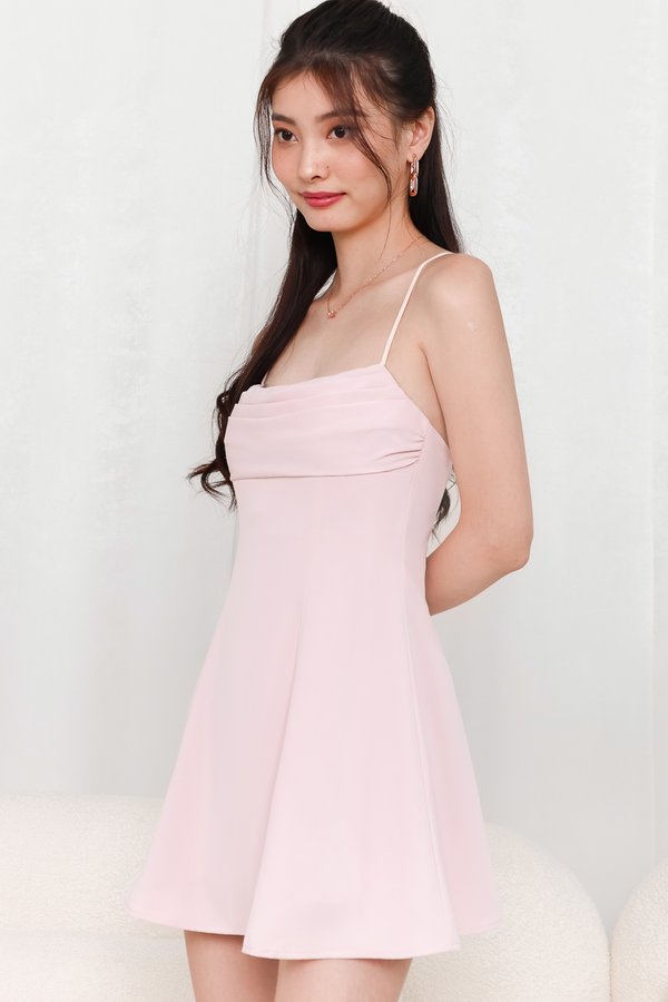 DEFECT | Clarine Cross Back Romper Dress in Pastel Pink in M