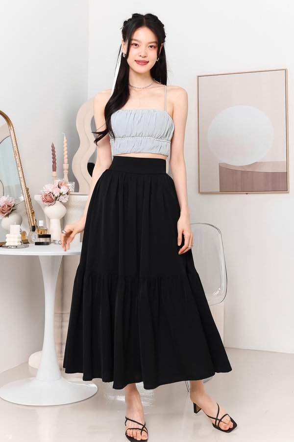 DEFECT | Tilly Tiered Maxi Petite in Black in M