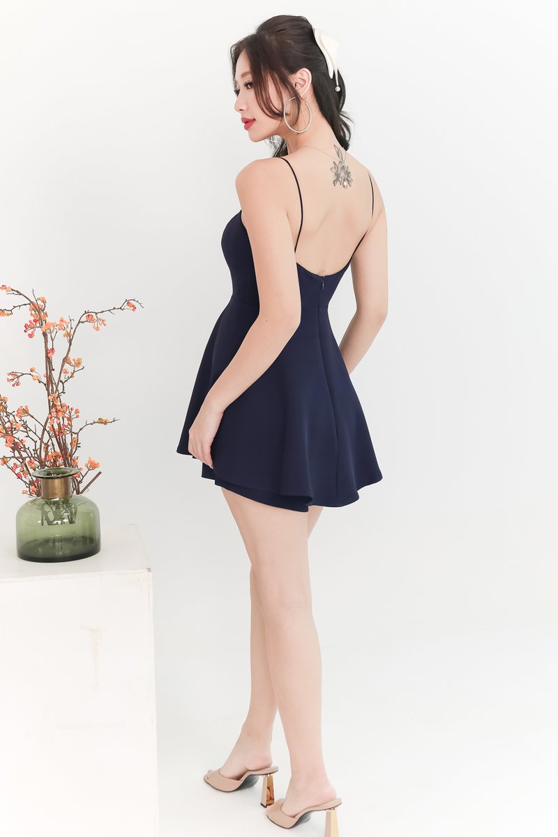 DEFECT | Posey Peplum Romper in Midnight in XXS/XS/S/M/L/XL