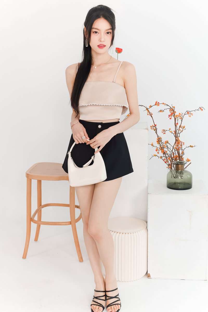 DEFECT | Parisie Pearl Satin Top in Champagne in XS DEFECT | Parisie Pearl Satin Top in Champagne in XS