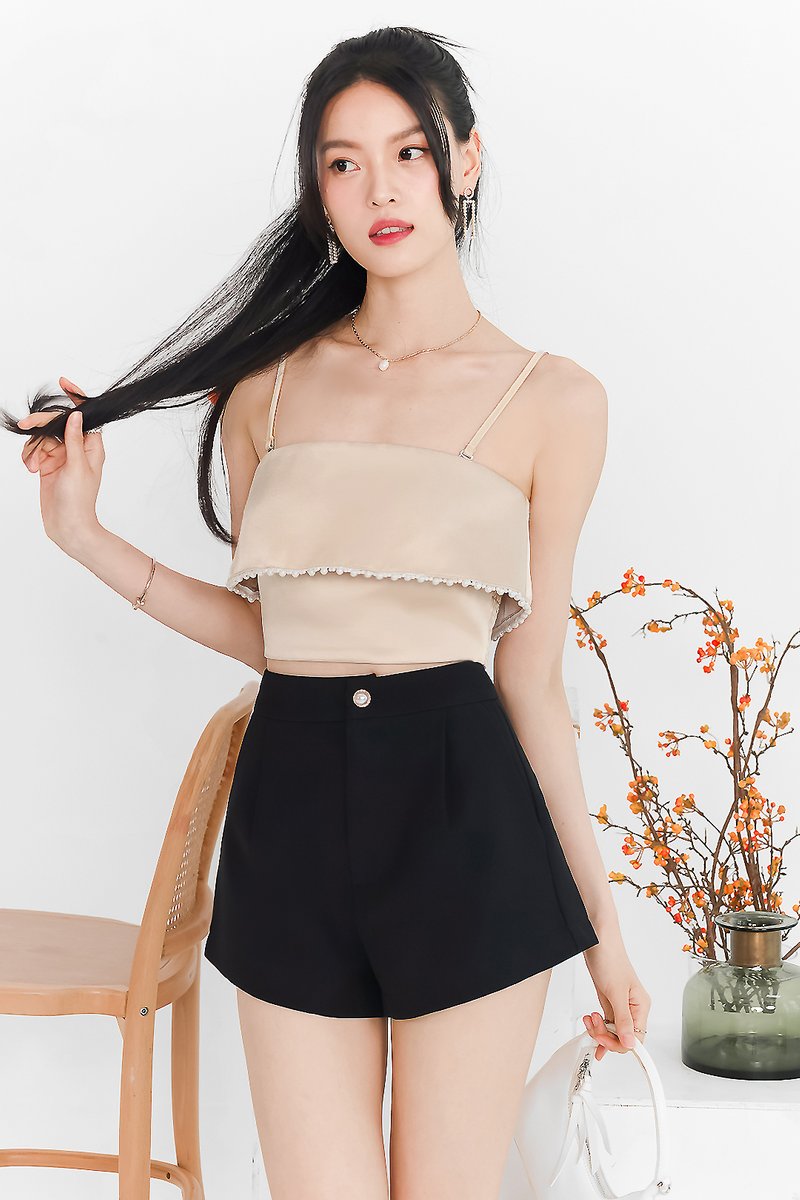 DEFECT | Parisie Pearl Satin Top in Champagne in XS