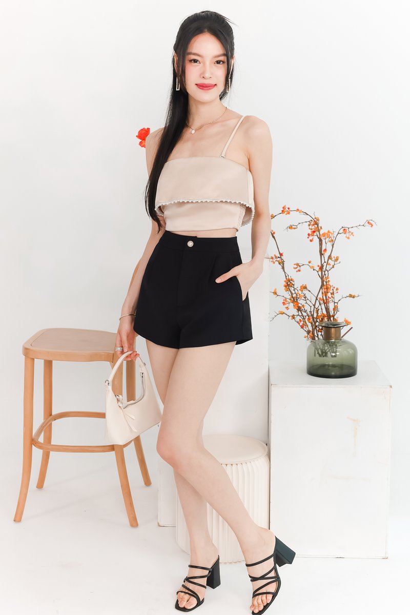 DEFECT | Parisie Pearl Satin Top in Champagne in S DEFECT | Parisie Pearl Satin Top in Champagne in S