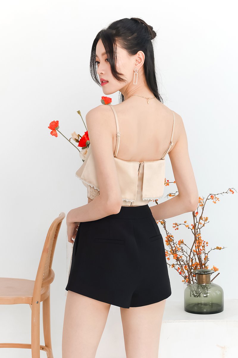 DEFECT | Parisie Pearl Satin Top in Champagne in XS DEFECT | Parisie Pearl Satin Top in Champagne in XS