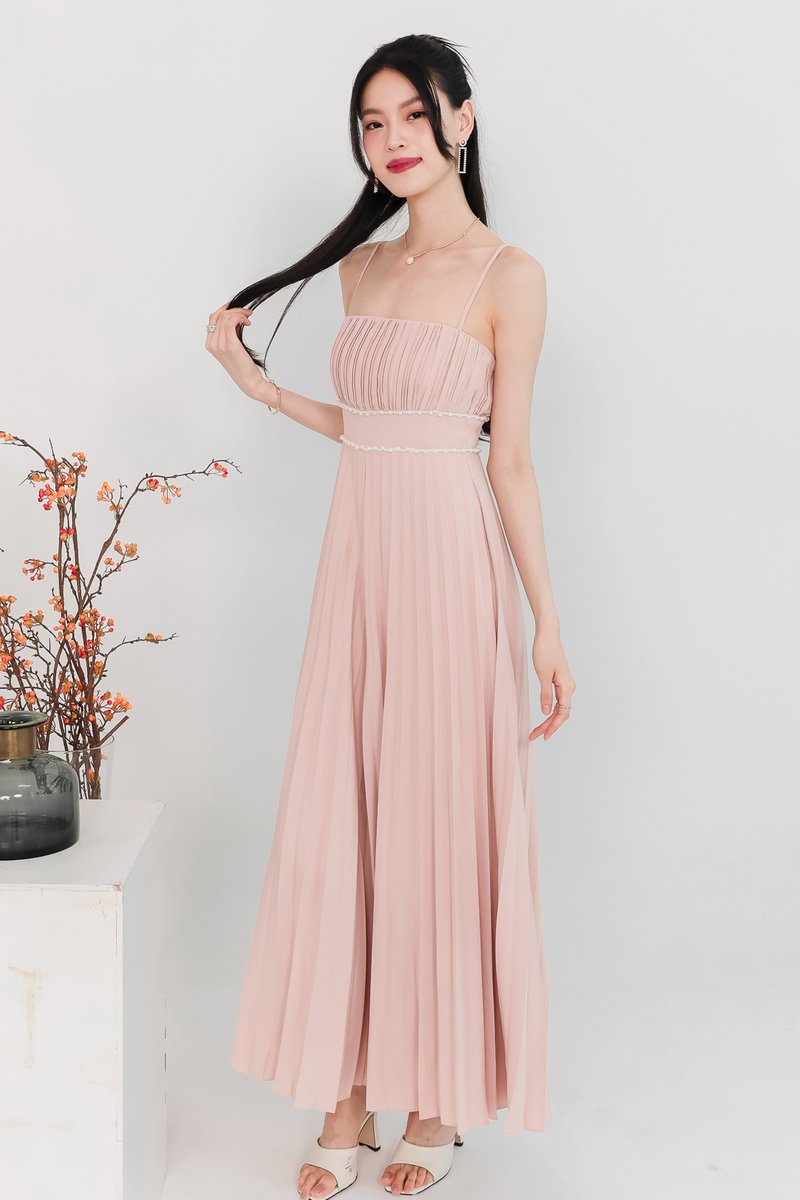 Perdi Pearl Pleated Jumpsuit in Light Pink