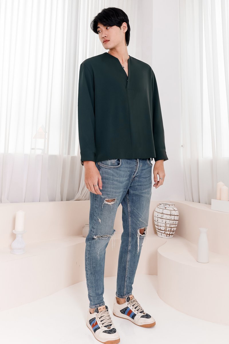 Lesley Long Sleeve Shirt in Emerald Green