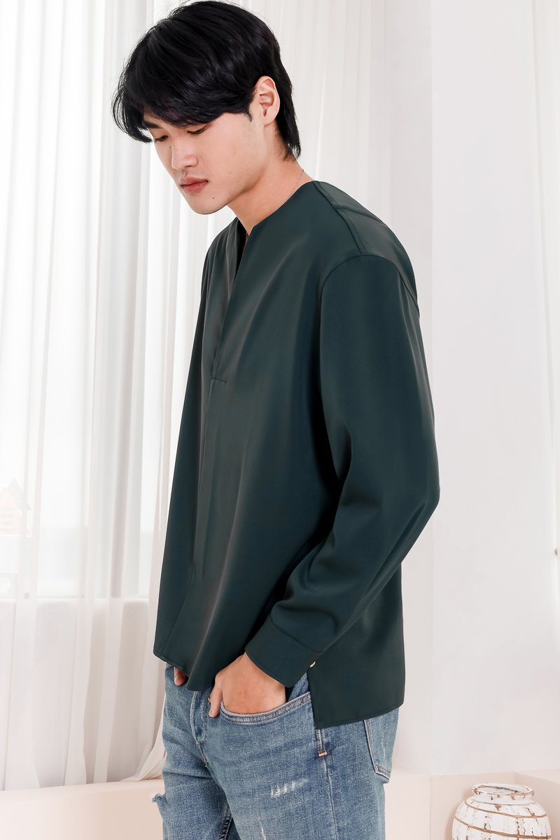Lesley Long Sleeve Shirt in Emerald Green