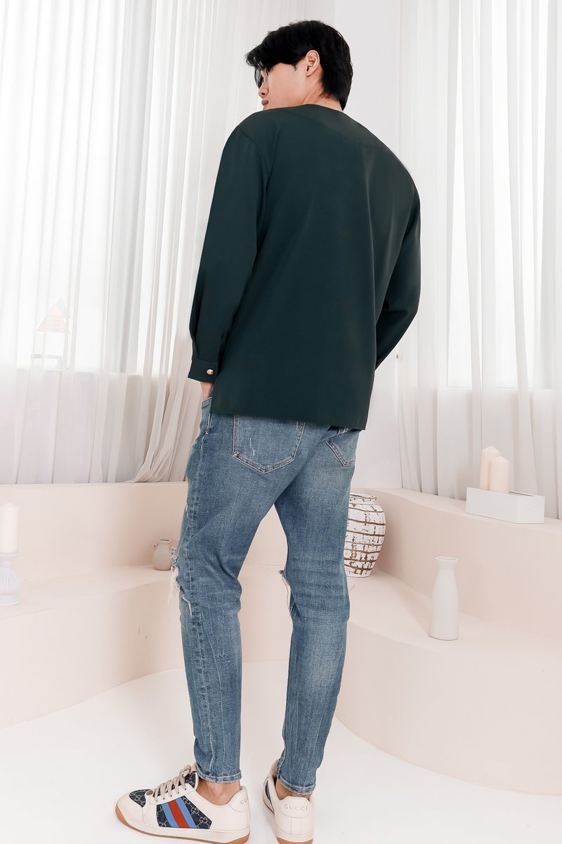 Lesley Long Sleeve Shirt in Emerald Green