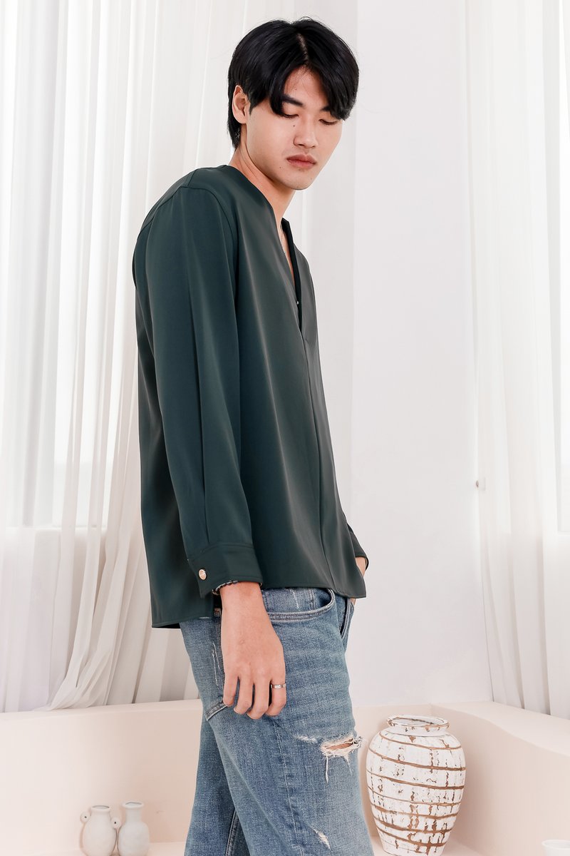 Lesley Long Sleeve Shirt in Emerald Green