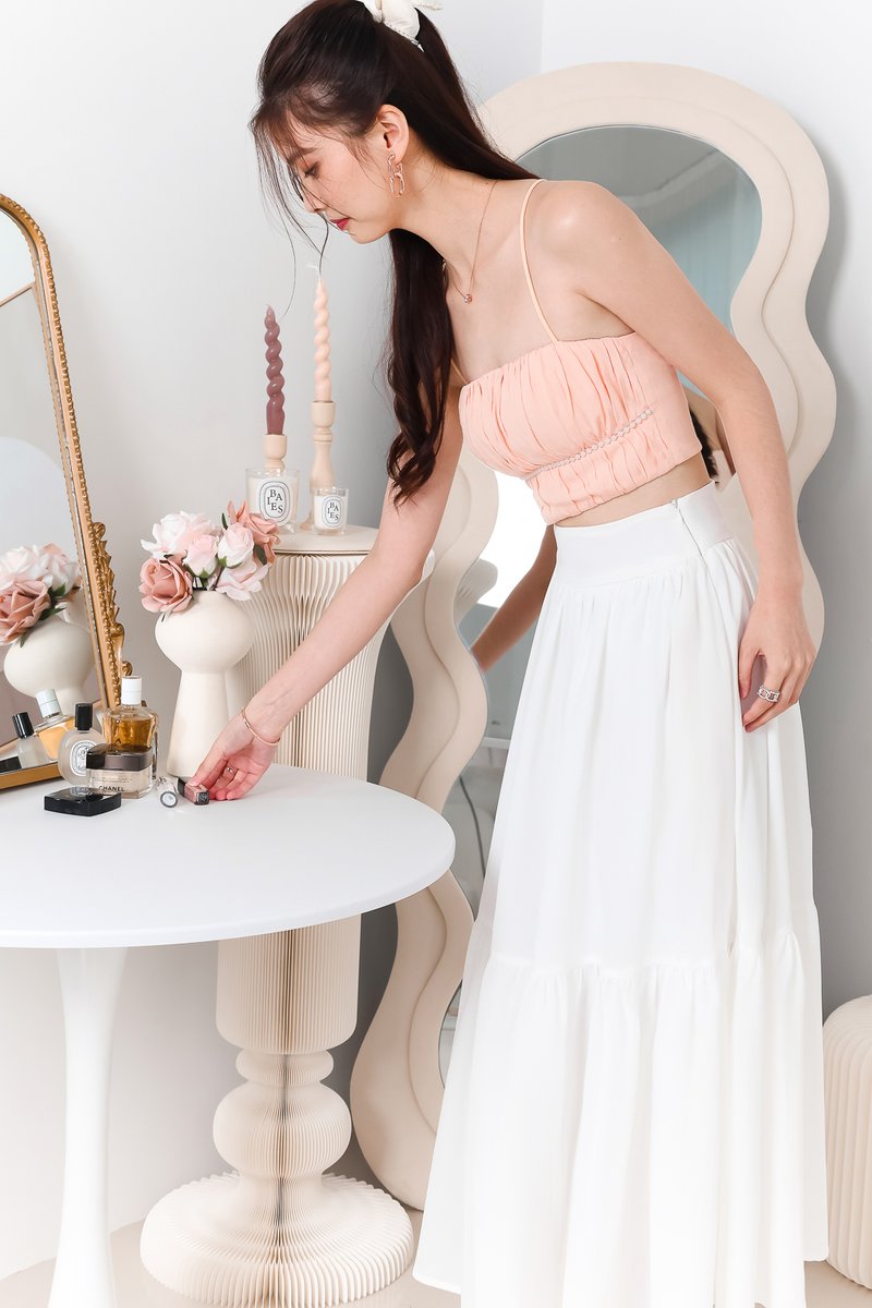Paelyna Pearl Textured Top in Apricot Blush