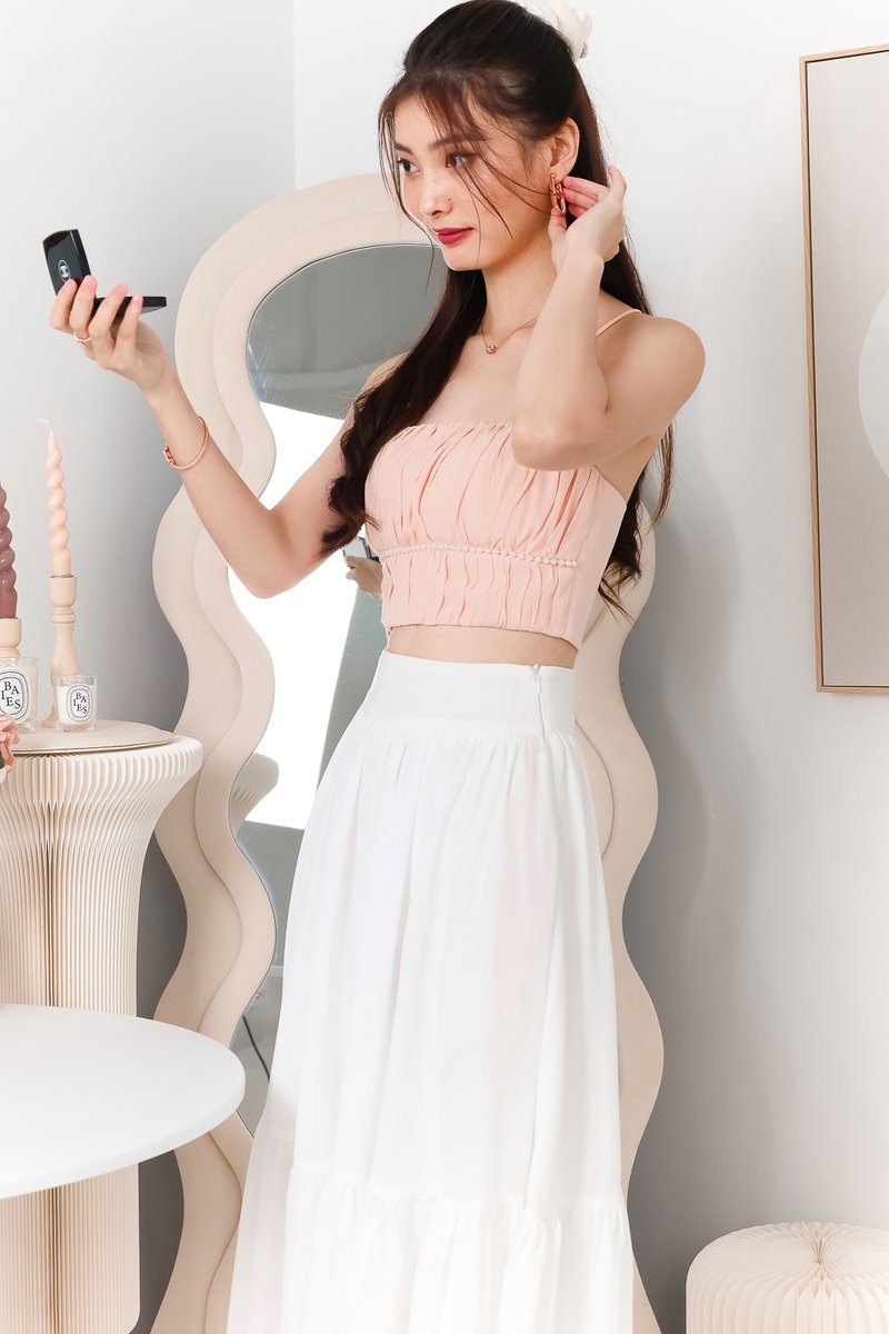 Paelyna Pearl Textured Top in Apricot Blush
