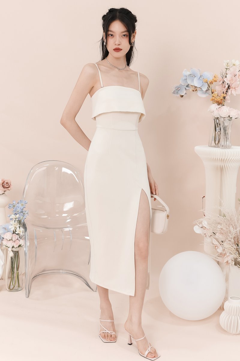 Trina Tube Slit Midaxi in Cream White