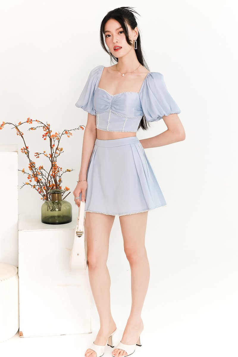 DEFECT | Priscilla Pearl Co-ord Skorts in Light Blue in S